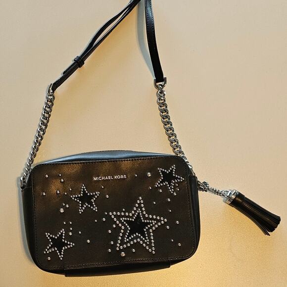 Michael Kors Black Leather Star Studded Crossbody Bag - Picture 10 of 10